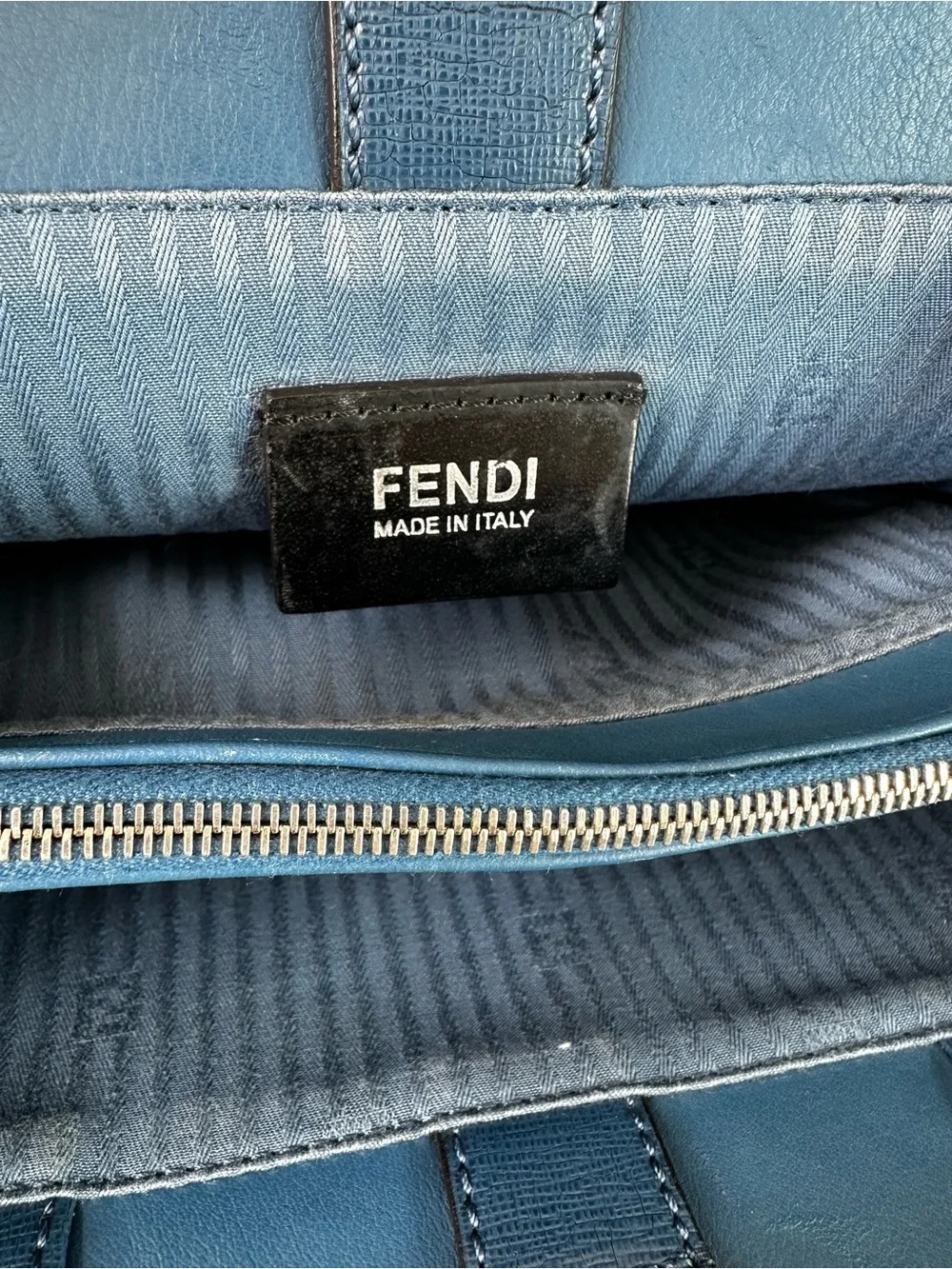Fendi Teal-Blue Leather Satchel with Top Handles